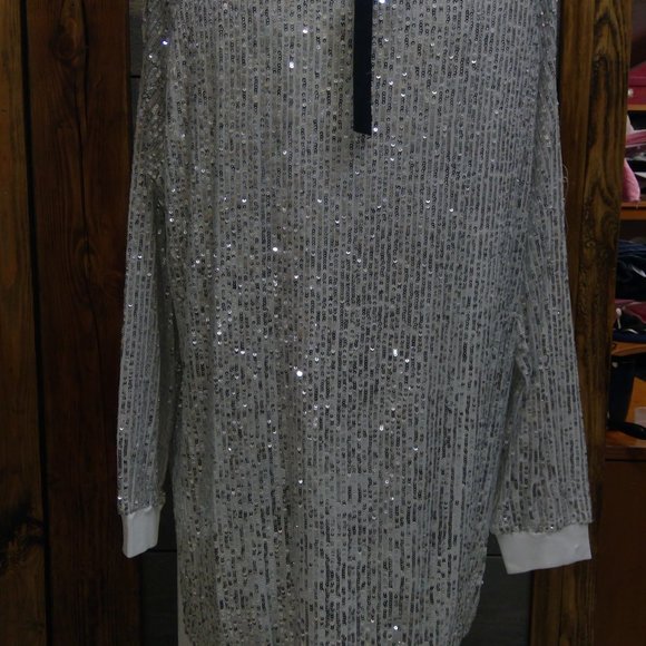 SYMPHONY Sequin wide neck boxy mini dress - Picture 10 of 15